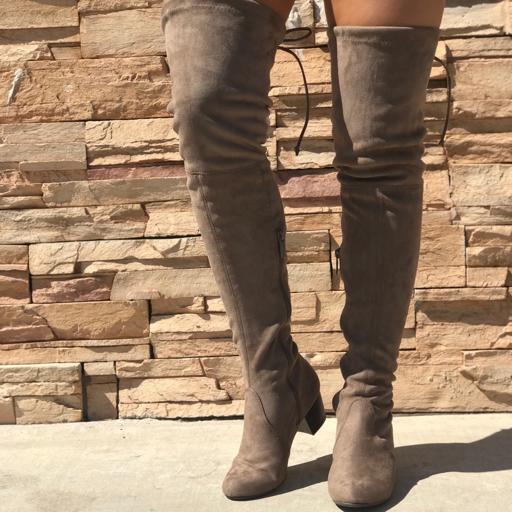 Taupe Over the Knee Boots